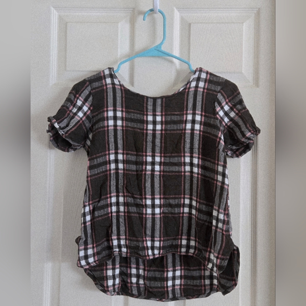 Massini Plaid Short Sleeve Top